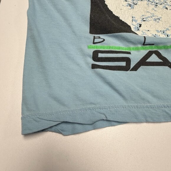 Vintage 90s Black Sand Beach T Shirt Womens Large 22x21.5 Blue Single Stitch - Picture 6 of 15